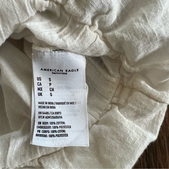 American Eagle Embroidered Crop Top Off Shoulder Festival Boho Small White - Picture 6 of 10